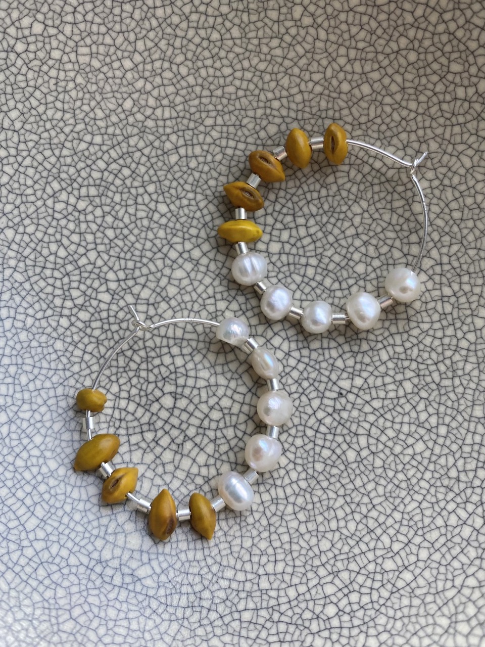 Kowhai and pearl hoops