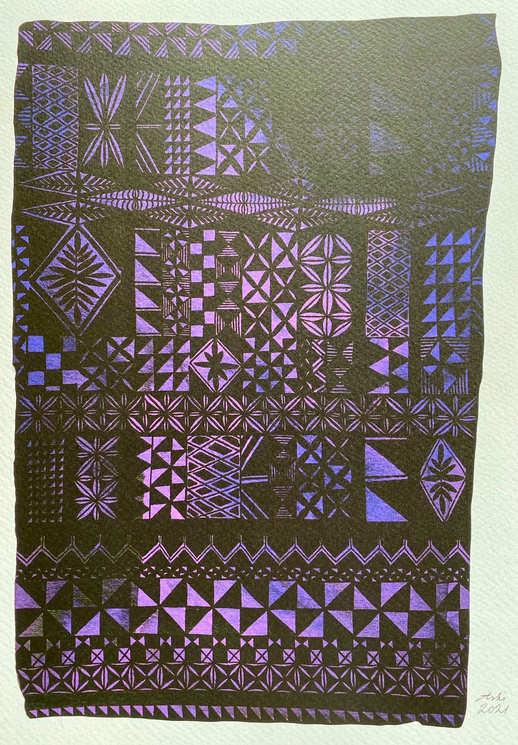 Purple polynesian inspired art print
